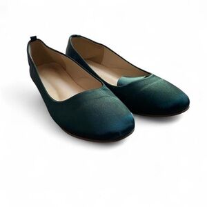 Emerald Green Ballet Flats with Ribbon Size 9
